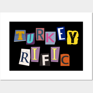 Turkey-Rific Bold Colorful Letters Funny Thanksgiving Day Gift Posters and Art